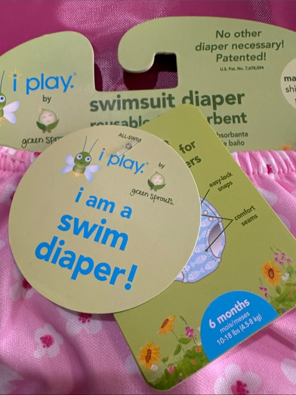 i play. Pink Floral Reusable Swim Diaper - Baby Swim Cover